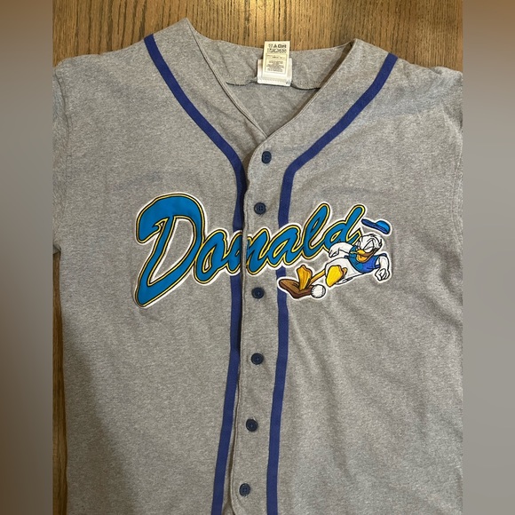 Disneyland Resort Donald Duck Button Down Jersey T-Shirt-Size Large - Picture 3 of 5